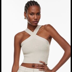 Babaton Cream Crisscross Ribbed Camisole